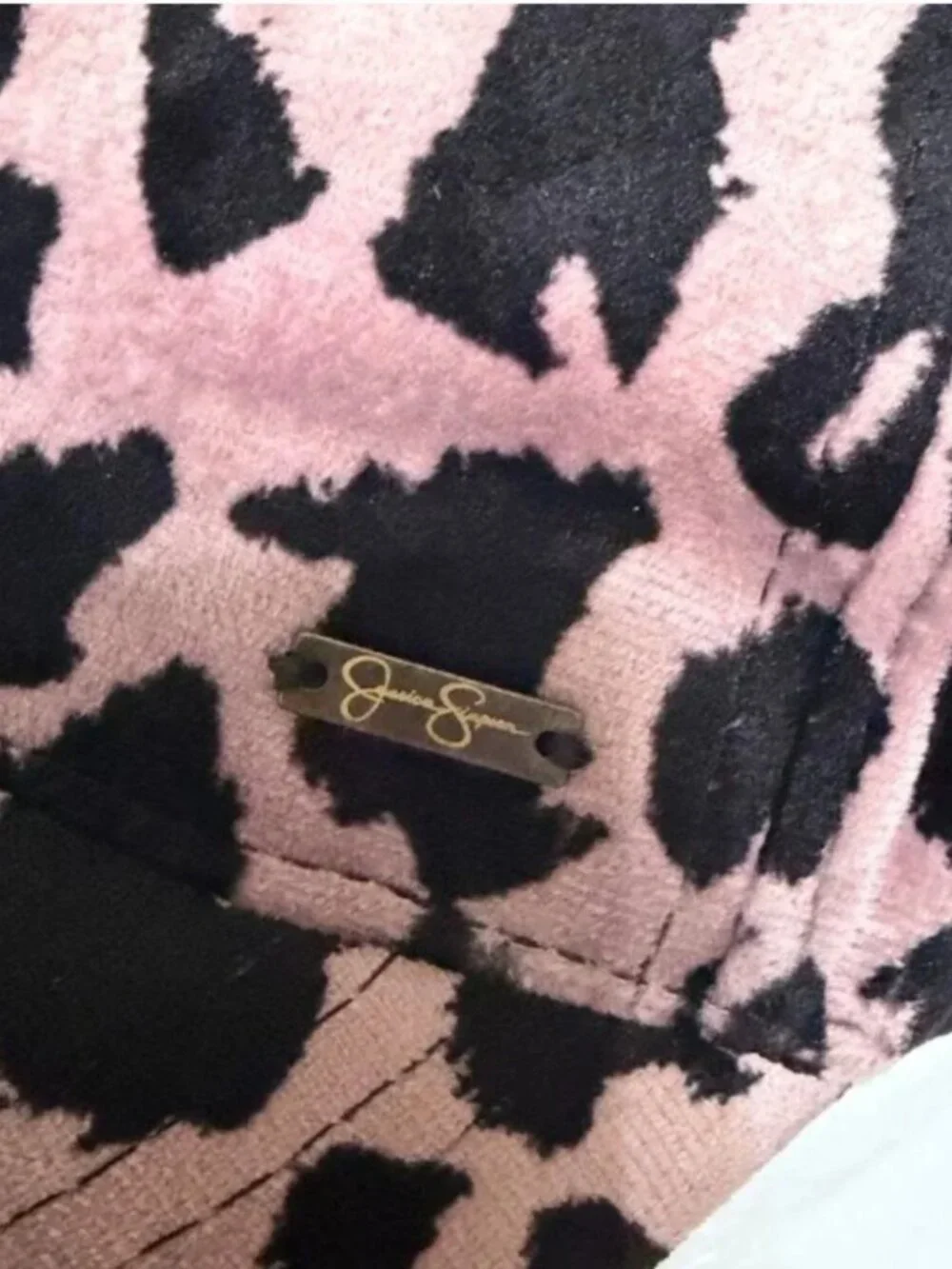 Jessica Simpson Pink Black Leopard Print Baseball Cap Adjustable One Size